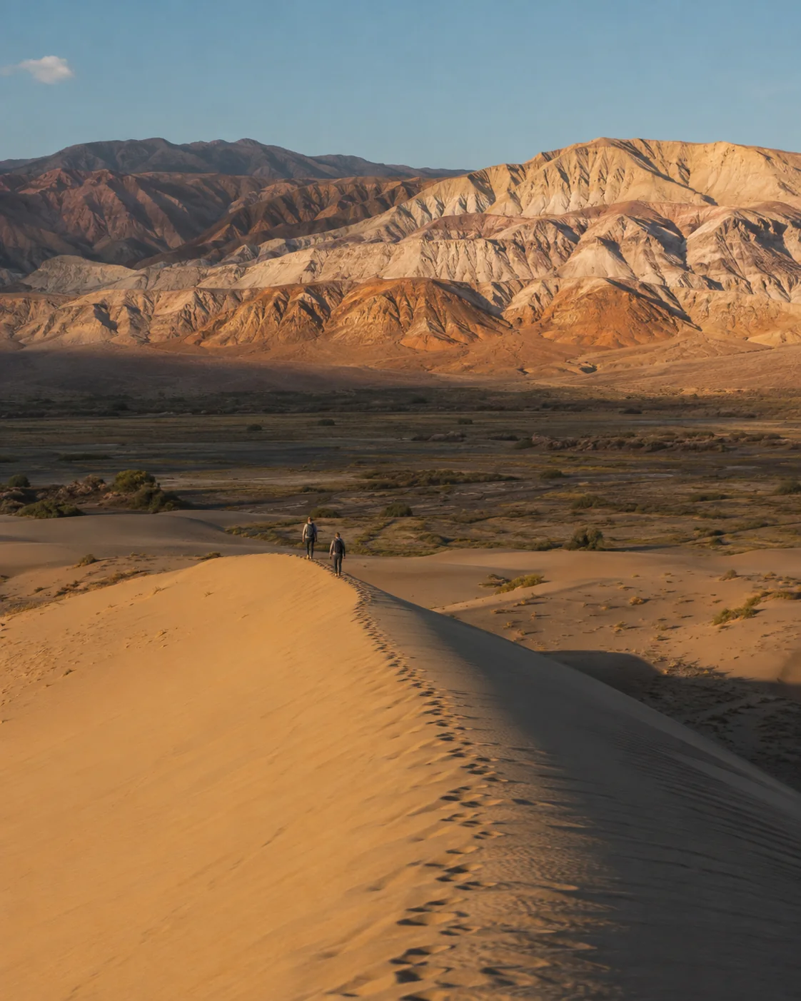 The Singing Dune and colourful Aktau Mountains in Altyn-Emel