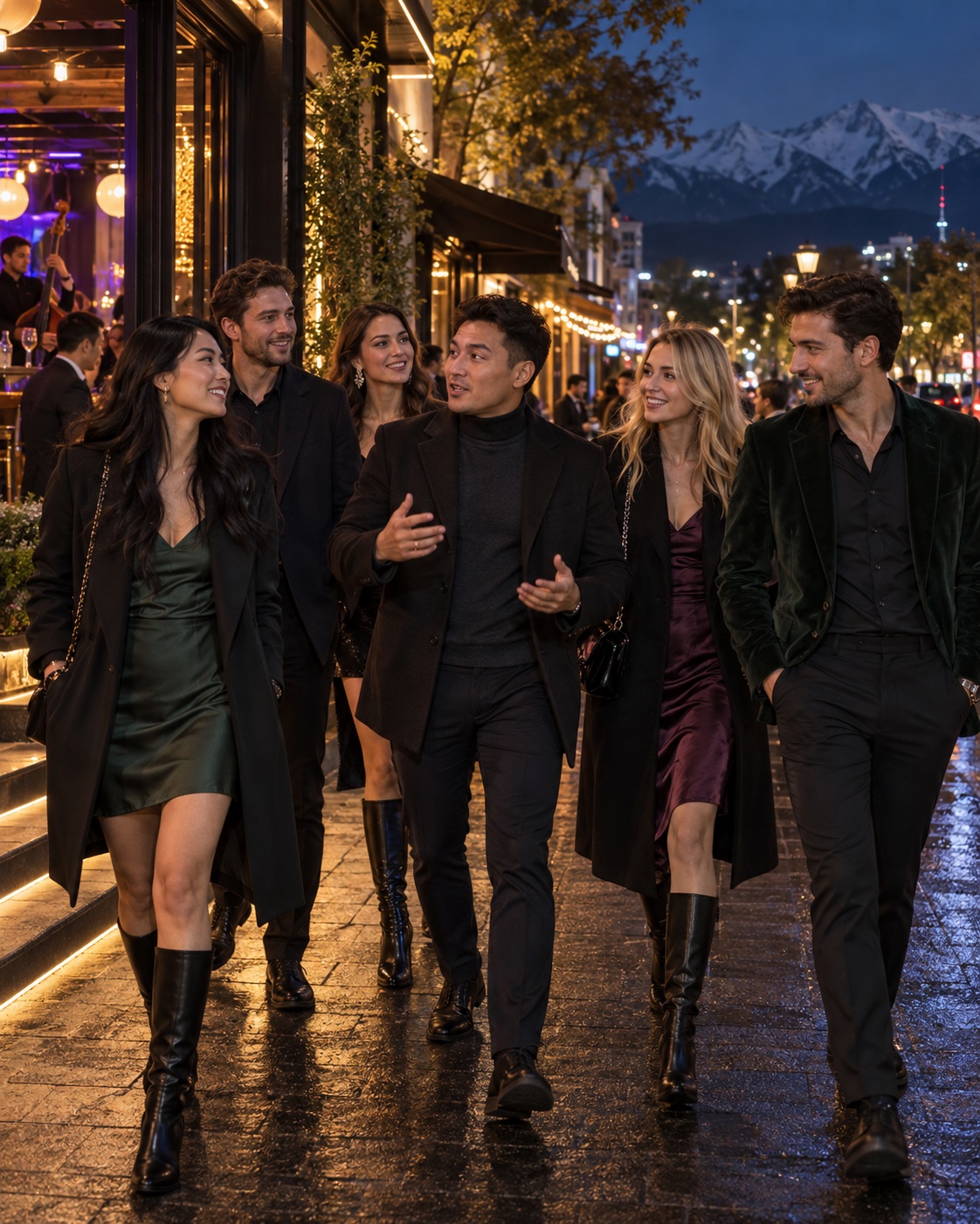Adult guests exploring the nightlife of central Almaty with a local host